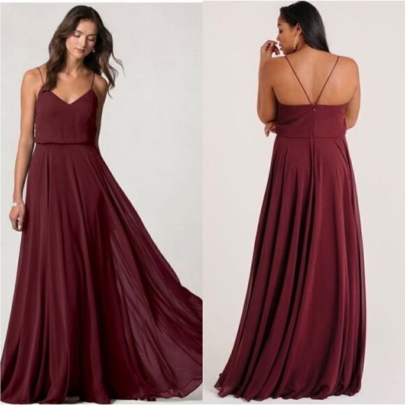 Jenny Yoo Inesse Dress in Hibiscus (red/burgundy) size 4 - Picture 1 of 10